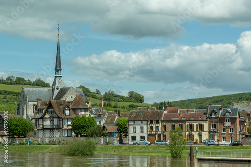 Tableau sur toile French Village of Les Andelys on The Seine River in Spring