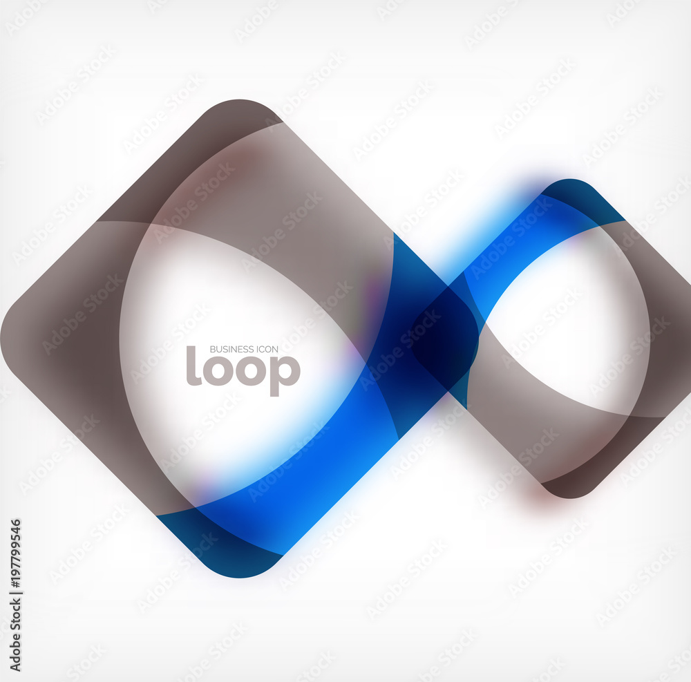 Vector square loop business symbol, geometric icon created of waves, with blurred shadow Vector square loop business symbol, geometric icon created of waves, with blurred shadow