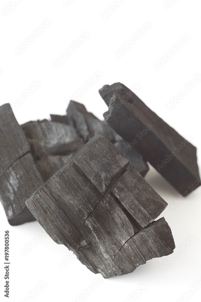 wood charcoal isolated on white background. wood charcoal isolated on white background.