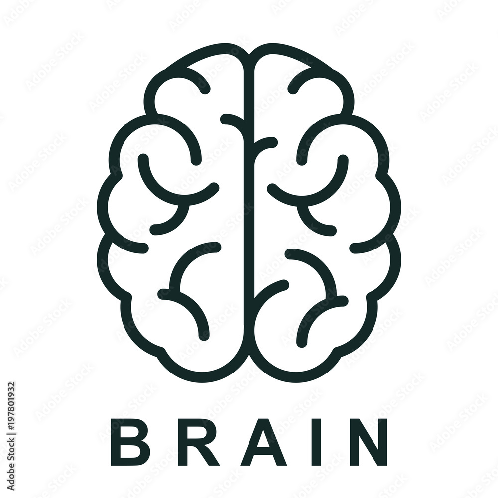 Human brain icon with neural bonds - stock vector