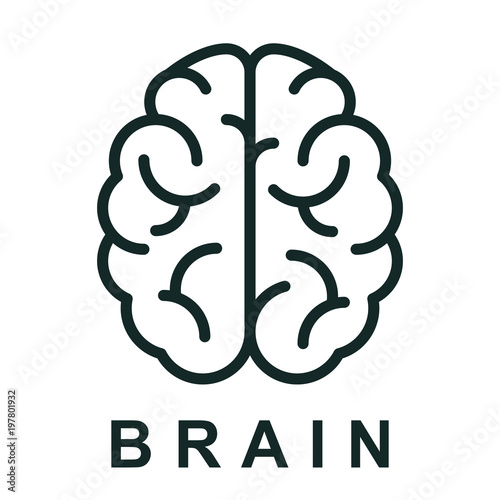 Human brain icon with neural bonds - stock vector photo