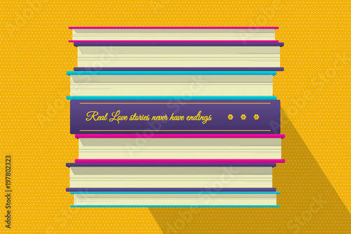 Love philosophical quote motivation phrase. Motivator wish template. Book stack cover design vector illustration design. Success lifestyle banner text. Positive saying lettering background.