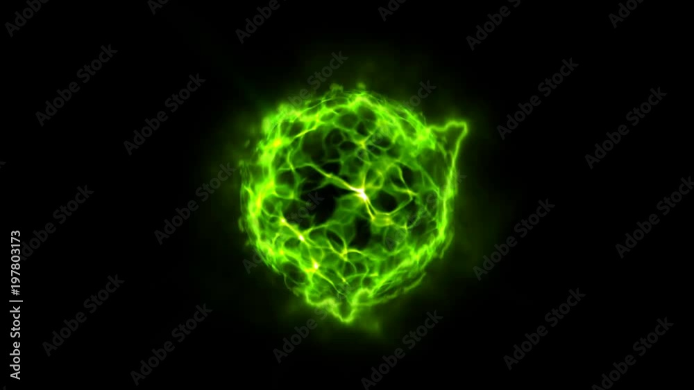 Natural green energy ball. Chemistry abstract background.