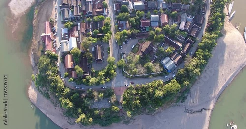 Kuang Si Falls, Luang Prabang,  Laos,  Drone View photo