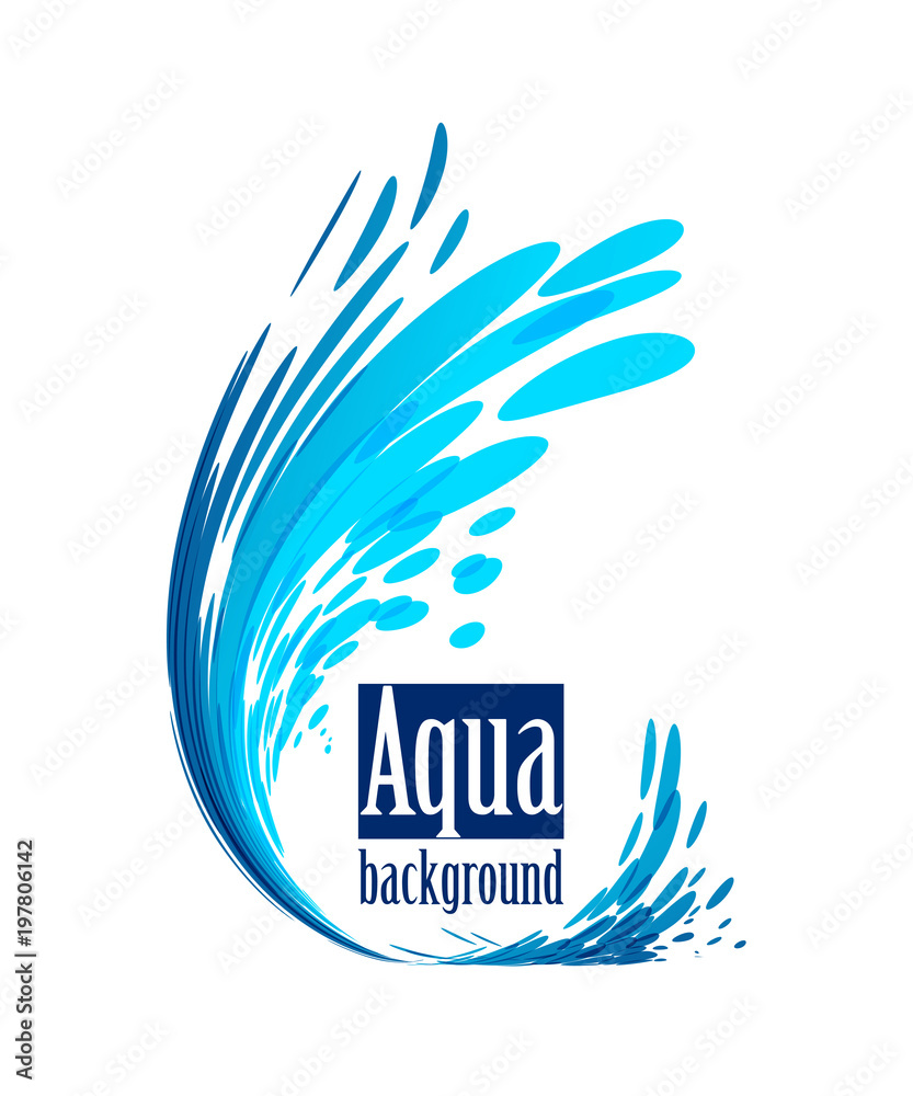 Aqua background, splash water on white
