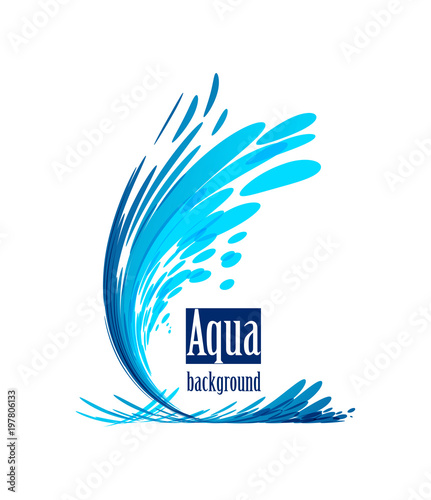 Aqua background, splash water on white