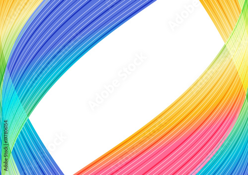 Multicolored abstract background, rainbow striped curves on white background