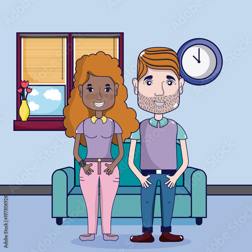 Cute and funny couple cartoons