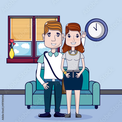 Cute and funny couple cartoons