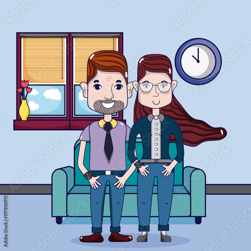 Cute and funny couple cartoons