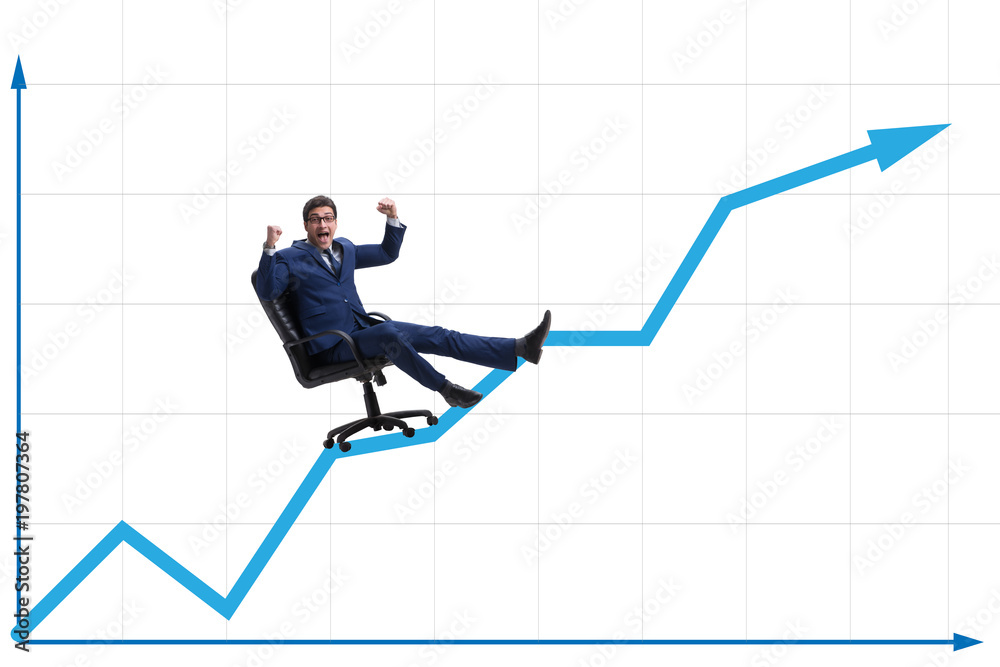 Businessman in economic growth concept Businessman in economic growth concept
