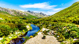 The Detoitsriver at the crossing with Franschhoek Pass, at the southern end of the pass. The pass runs between the towns of Franschhoek and Villiersdorp in the Western Cape province of South Africa