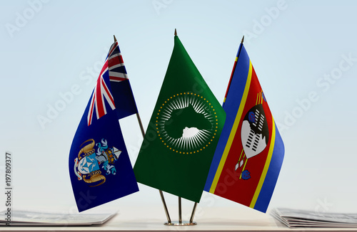 Flags of Tristan da Cunha African Union and Swaziland photo