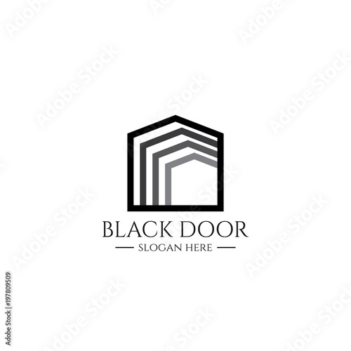 entrance door logo for home or real estate. letter A or D. gate, construction, doorway symbol vector illustration