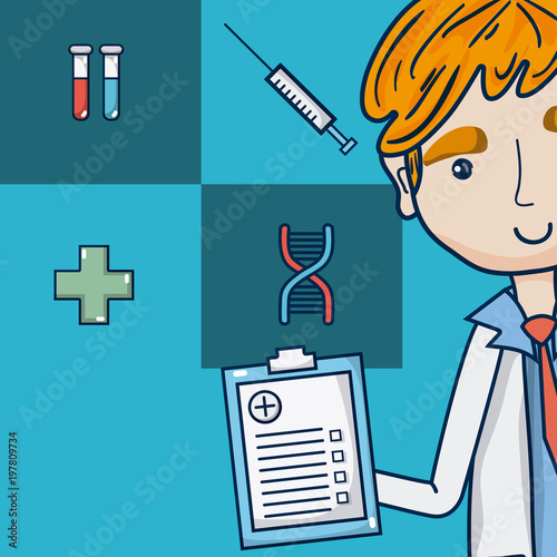 Doctor with medical symbols