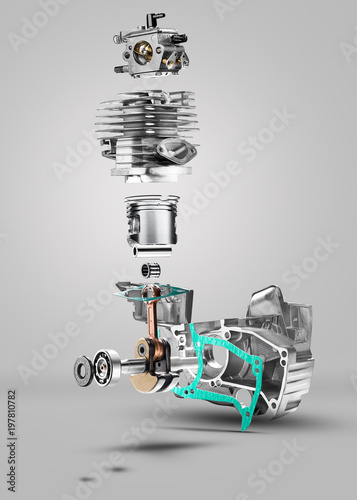 Levitating chainsaw engine. © tastiitsat