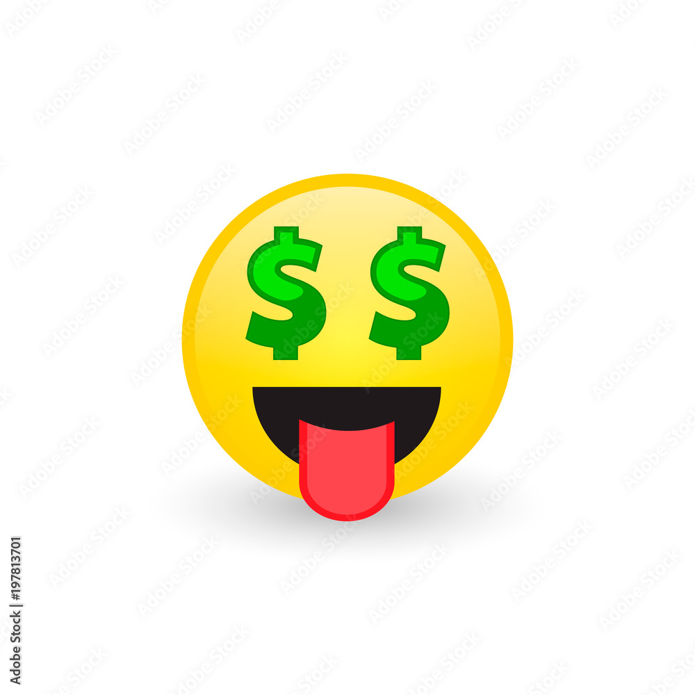 Dollar sign eyes emoticon emoji character icon. Vector isolated symbol Dollar sign eyes emoticon emoji character icon. Vector isolated symbol