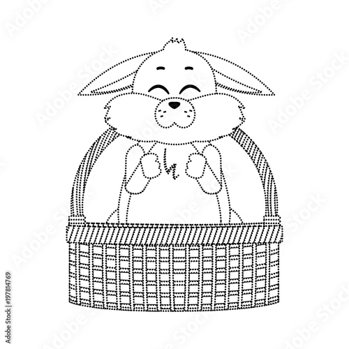 dotted shape tender wild rabbit animal inside hamper