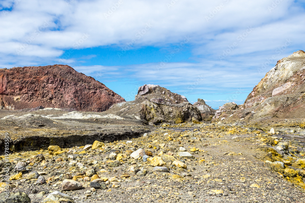 Fototapeta premium Active Volcano at White Island New Zealand. Volcanic Sulfur Crater Lake