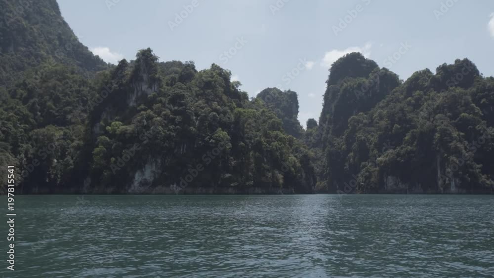 Timelapse, Tropical Thai jungle lake Cheo lan, island, wild mountains nature national park ship yacht rocks Timelapse, Tropical Thai jungle lake Cheo lan, island, wild mountains nature national park ship yacht rocks