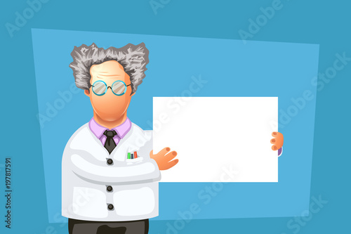 crazy scientist with board