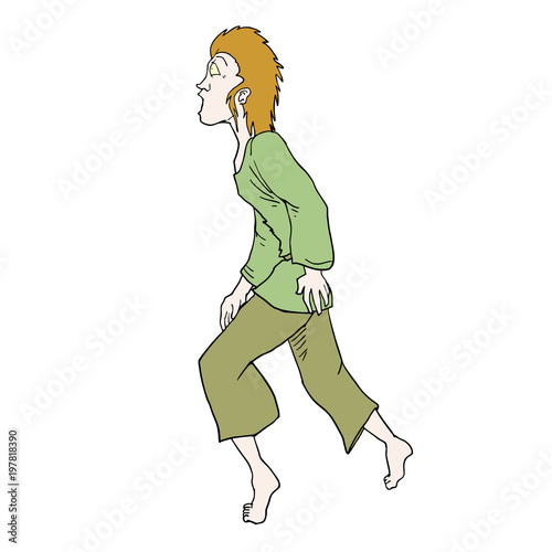 Surprised man walking