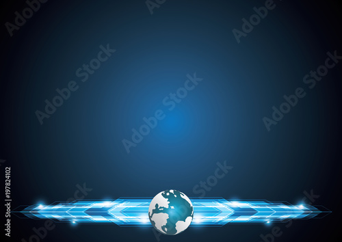technology abstract world globe stripe background with copy-space vector illustration