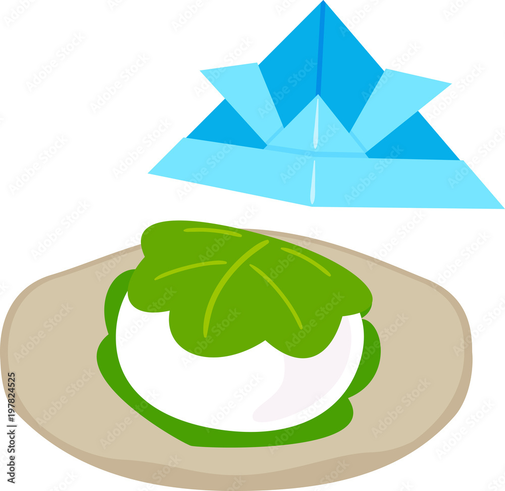 柏餅と折り紙の兜 Stock Vector | Adobe Stock