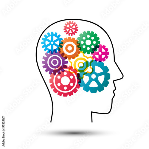 colorful gear in head