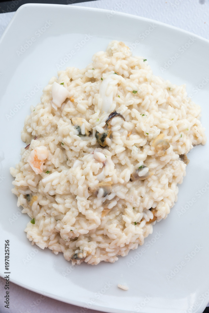 Delicious risotto with seafood