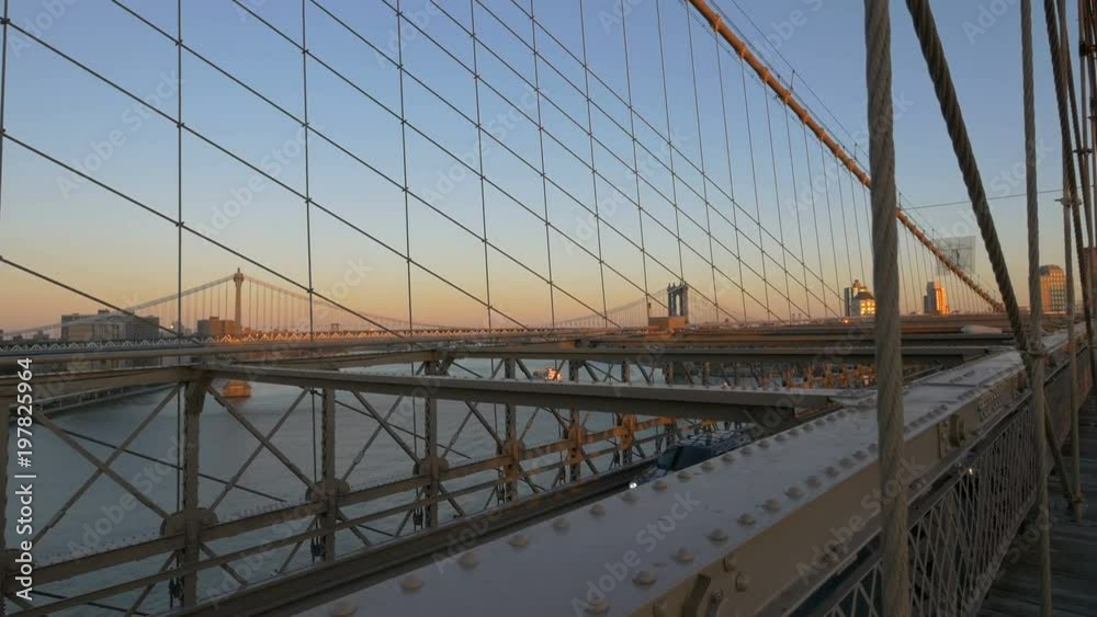 Metal railing and cables of the Brooklyn Bridge Metal railing and cables of the Brooklyn Bridge
