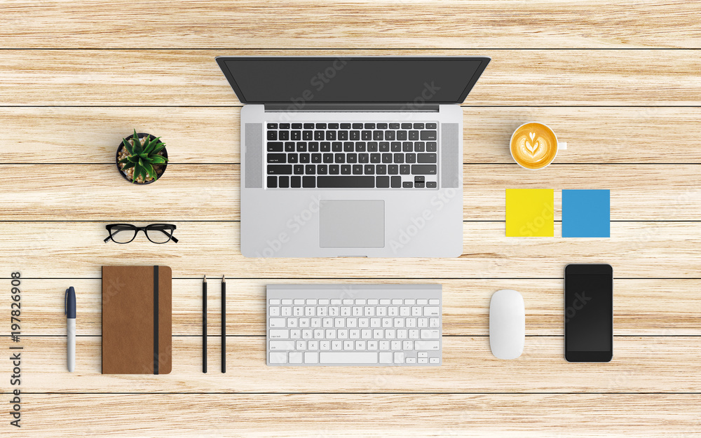 Modern workspace with coffee cup, paper, notebook, tablet or smartphone and laptop copy space on wood background. Top view. Flat lay style. Modern workspace with coffee cup, paper, notebook, tablet or smartphone and laptop copy space on wood background. Top view. Flat lay style.