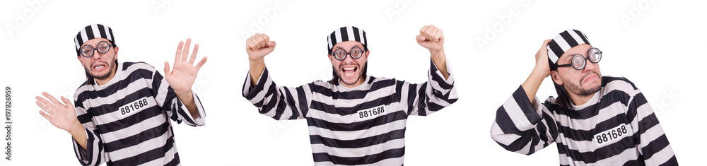 Prison inmate isolated on the white background Prison inmate isolated on the white background