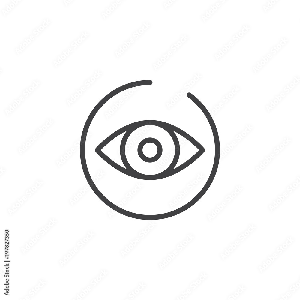 Vision outline icon. linear style sign for mobile concept and web design. Human eye in a circle line vector icon. Symbol, logo illustration. Pixel perfect vector graphics Vision outline icon. linear style sign for mobile concept and web design. Human eye in a circle line vector icon. Symbol, logo illustration. Pixel perfect vector graphics