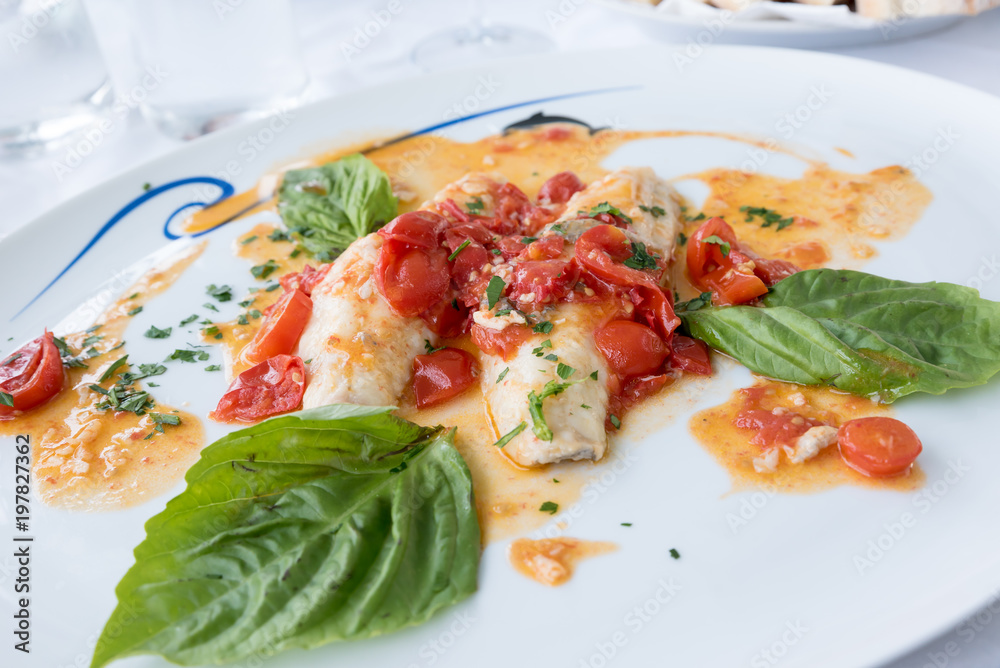 Cod with tomato and basil Cod with tomato and basil