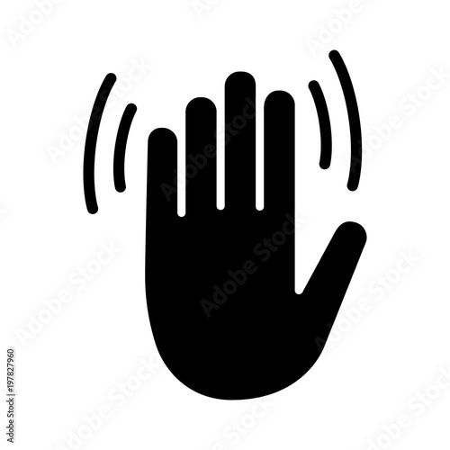 Hand wave / waving hi, hello, bye or goodbye gesture flat vector icon for apps and websites