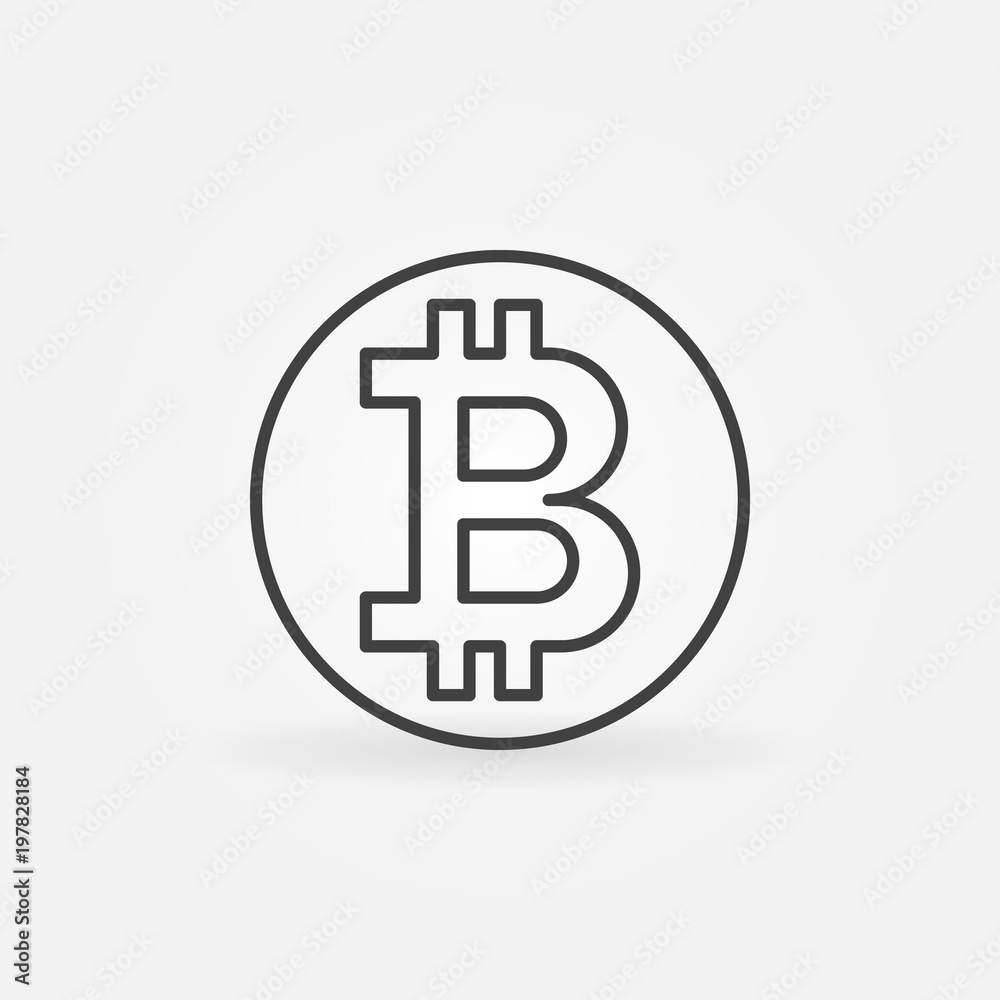 Bitcoin coin abstract vector icon in thin line style Bitcoin coin abstract vector icon in thin line style