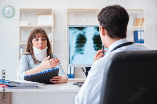 Young woman visiting radiologist for x-ray exam