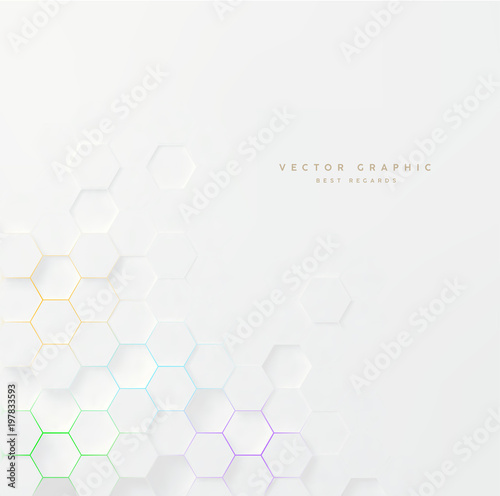 White abstract texture. Vector 3d geometric background. Hexagonal backdrop.