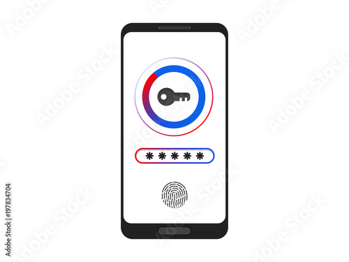 Finger Print Lock Smart Phone Locked Screen Key Password Vector Icon