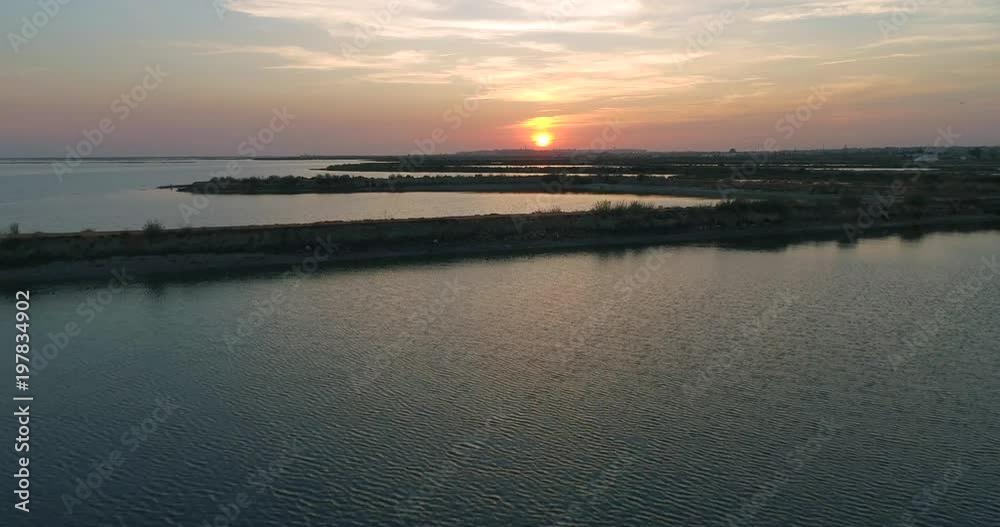 Sunset aerial seascape view of Olhao Marina, waterfront to Ria Formosa natural park. Portugal. Sunset aerial seascape view of Olhao Marina, waterfront to Ria Formosa natural park. Portugal.