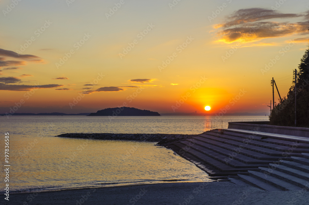 寺部海岸の夕焼け