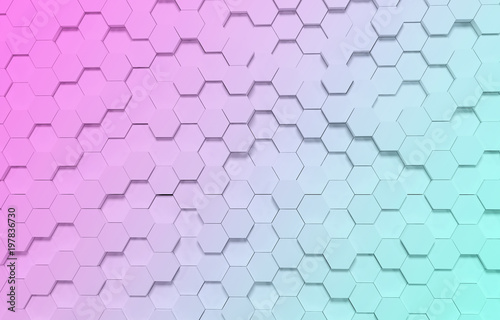 White hexagon 3D background texture. 3d rendering illustration. Futuristic abstract banner.