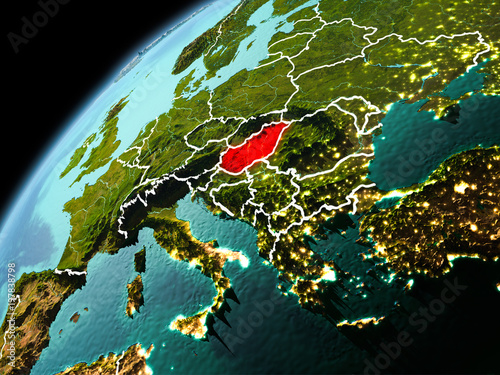 Evening view of Hungary on Earth