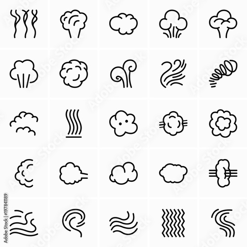 Steam, cloud and smoke icons