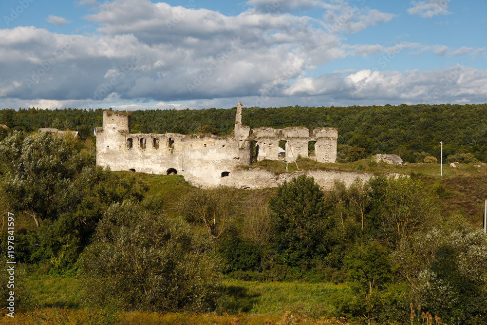 Ruin of ancient castle in Sidorov, Ternopil region