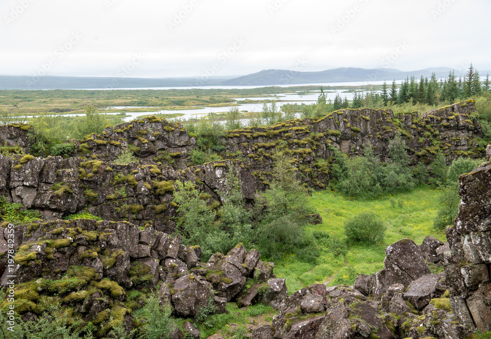 Þingvellir, where the European and American Plates meet.  Thingvellir National Park near Reykjavik, Iceland