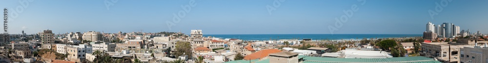Large panoramic view on old Tel Aviv Yafo city