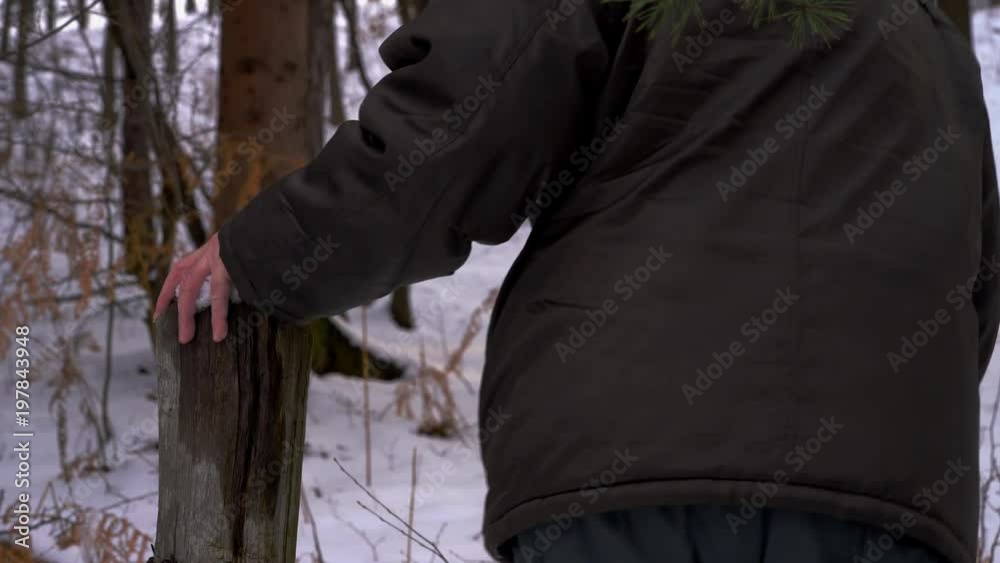 Man goes through snowy forest path - (4K) Man goes through snowy forest path - (4K)
