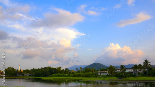 White Clouds and blue sky, background